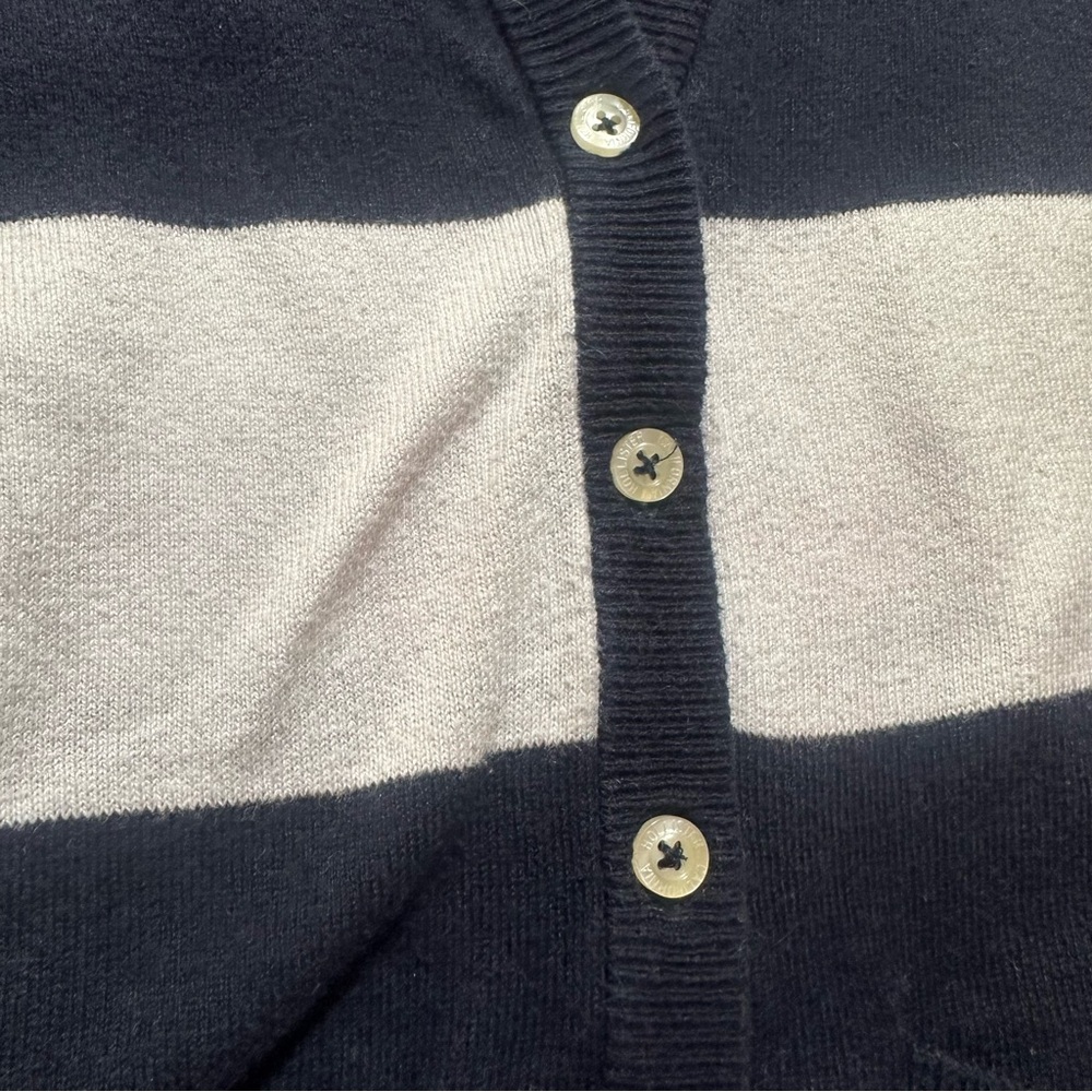 Y2K Hollister Navy White Stripe Cardigan V-Neck Women’s Medium Vintage - Picture 4 of 7
